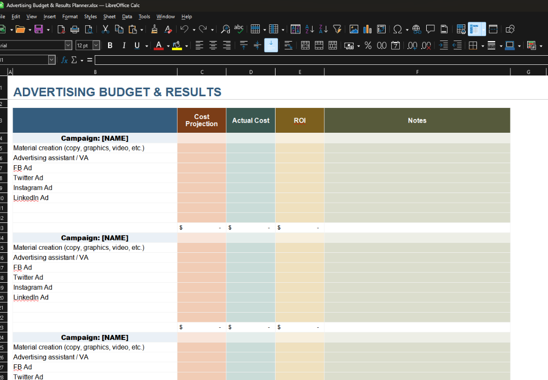 Business Budgeting and Financial Management Templates